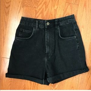 Zara Black High Waisted Jean mom shorts
